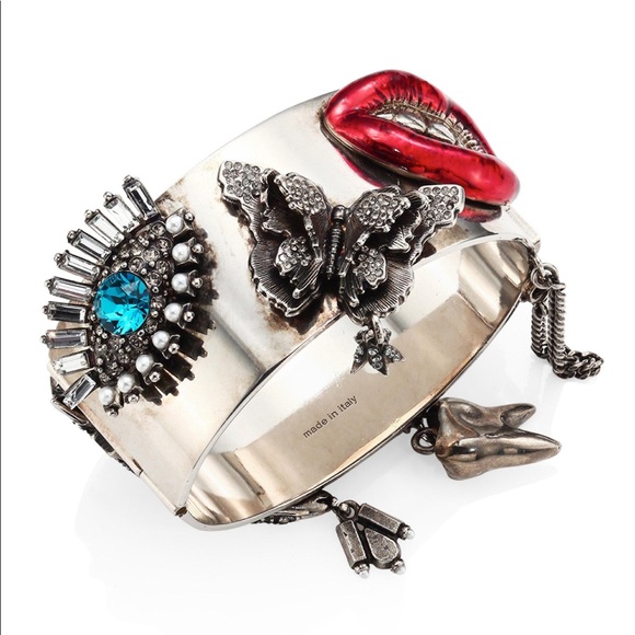 Alexander McQueen Jewelry - Alexander McQueen Jeweled Hinged Cuff Bracelet